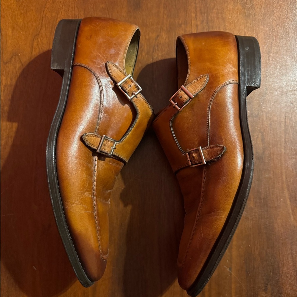 Magnanni Leather Double Monk Strap Loafers